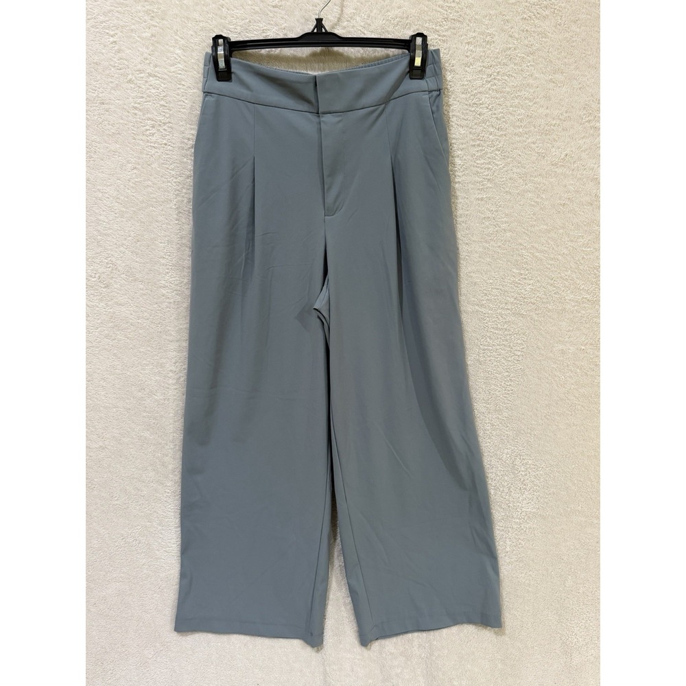 Athleta Pinnacle High Rise Trouser Blue Gray Pleated Lounge Office Pants Size 2